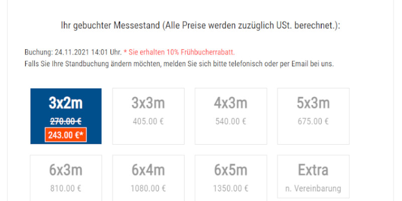 Anmeldung Veranstaltung Standauswahl